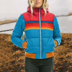 Eliza - Rainbow Stripe Puffer — Blue
