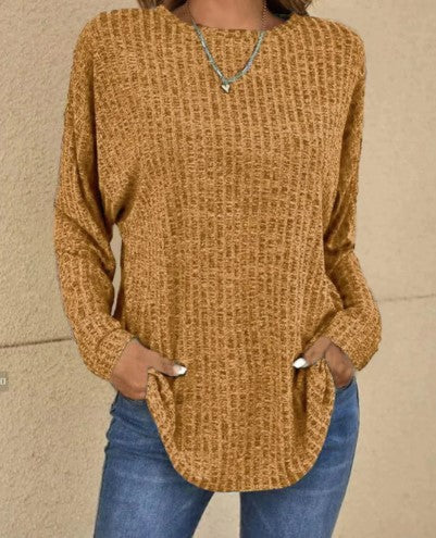 Henrietta - Ribbed Knit Top with Pockets — Khaki