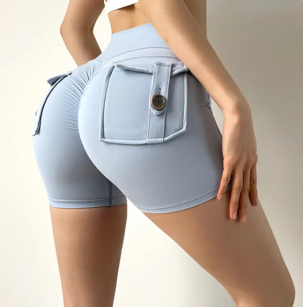 Evangeline - Gym Shorts with Pockets — Blue
