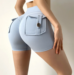 Evangeline - Gym Shorts with Pockets — Blue