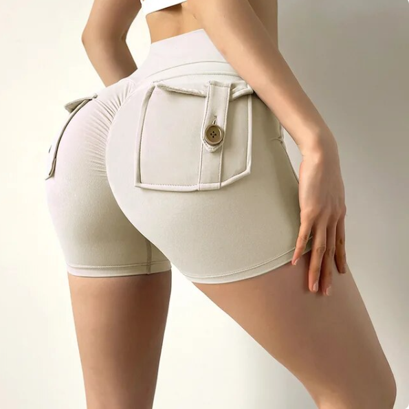 Evangeline - Gym Shorts with Pockets — White