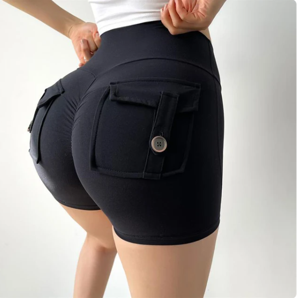 Evangeline - Gym Shorts with Pockets — Black