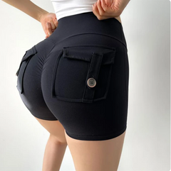 Evangeline - Gym Shorts with Pockets — Black