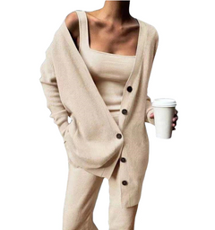 Caitlin - Knit Three Piece Set — khaki