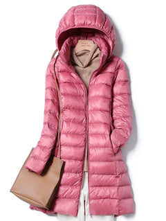 Jasmine - Lightweight Hooded Puffer Coat — Soft pink