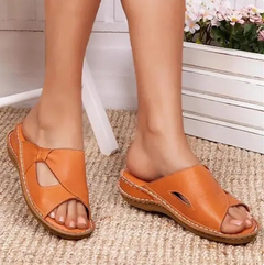 Prudence - Cutout Slide Sandals — Mandarine Orange