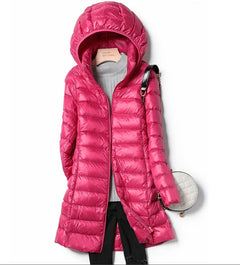 Jasmine - Lightweight Hooded Puffer Coat — Pink