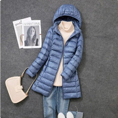 Jasmine - Lightweight Hooded Puffer Coat — Blue