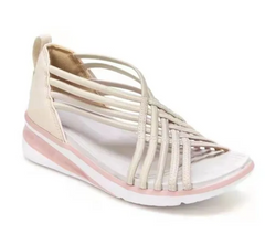 Rhiannon - Strappy Flat Sandals — Beige