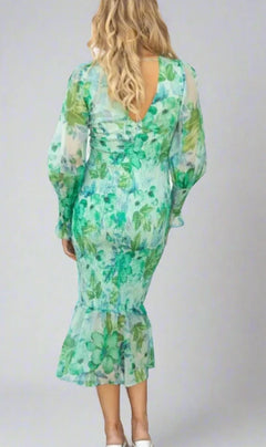 Victoria - Floral Chiffon Midi Dress