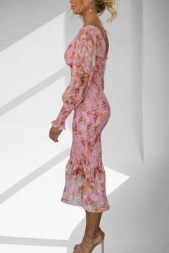 Victoria - Floral Chiffon Midi Dress