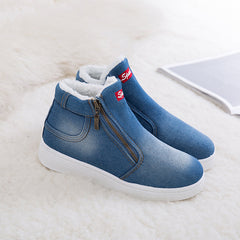 Phyllis - Fur Lined Zip Ankle Boots — Light blue