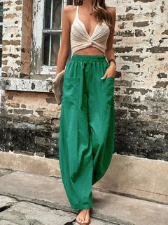 Alexandra - Wide Leg Cargo Trousers — Green