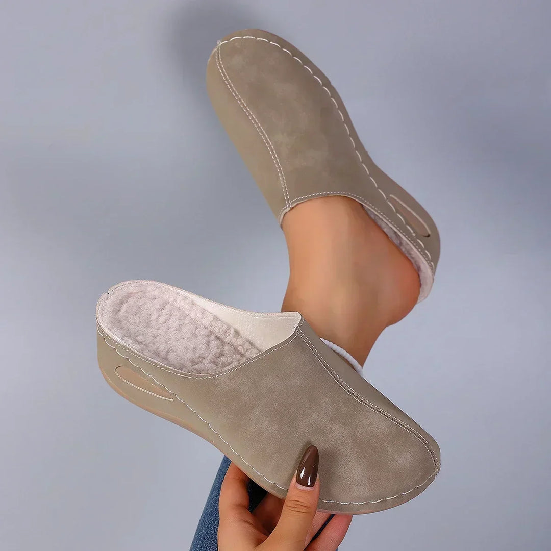 Prudence - Suede Mule Slippers — Brown