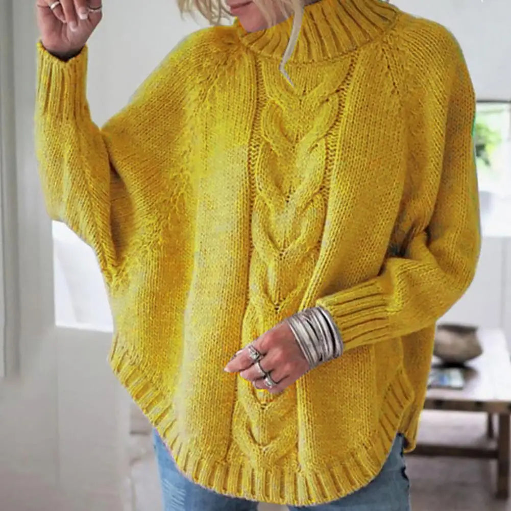Evie - Cable Knit Oversized Jumper — Yellow