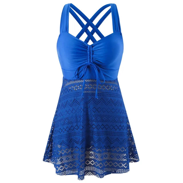 Philippa - Tankini with Aztec Skirt — Blue