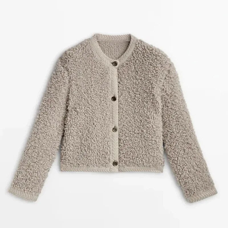 Sienna - Teddy Button Cardigan — Khaki