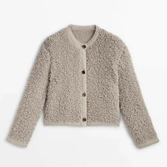 Sienna - Teddy Button Cardigan — Khaki