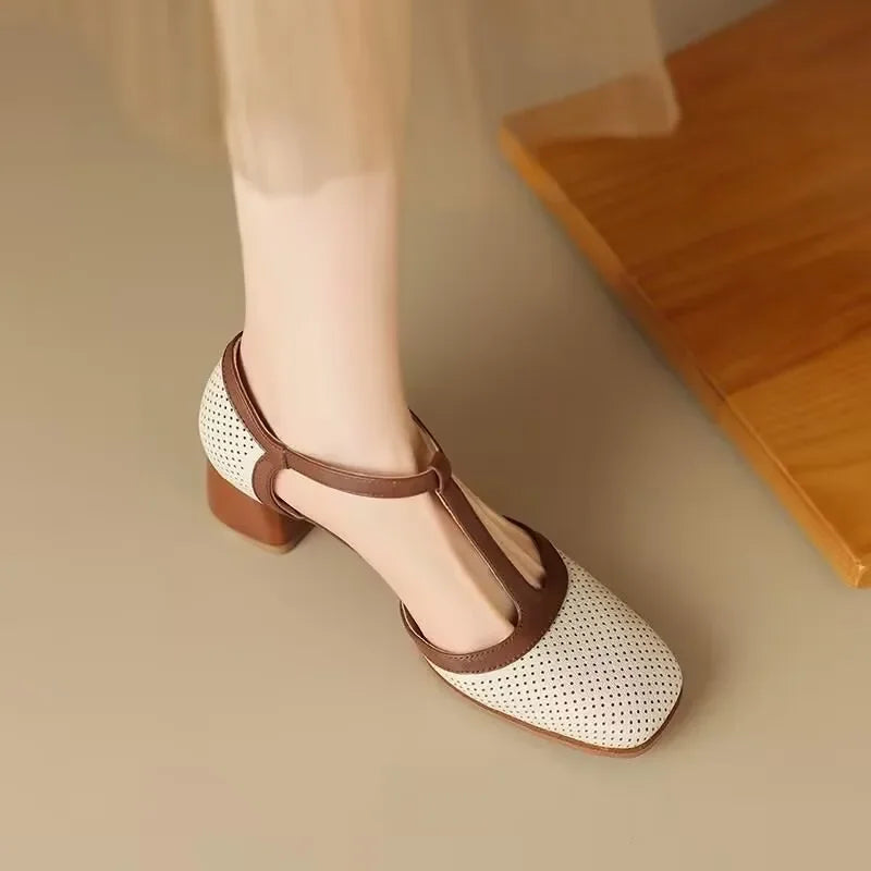Helene - Perforated T-Bar Heels