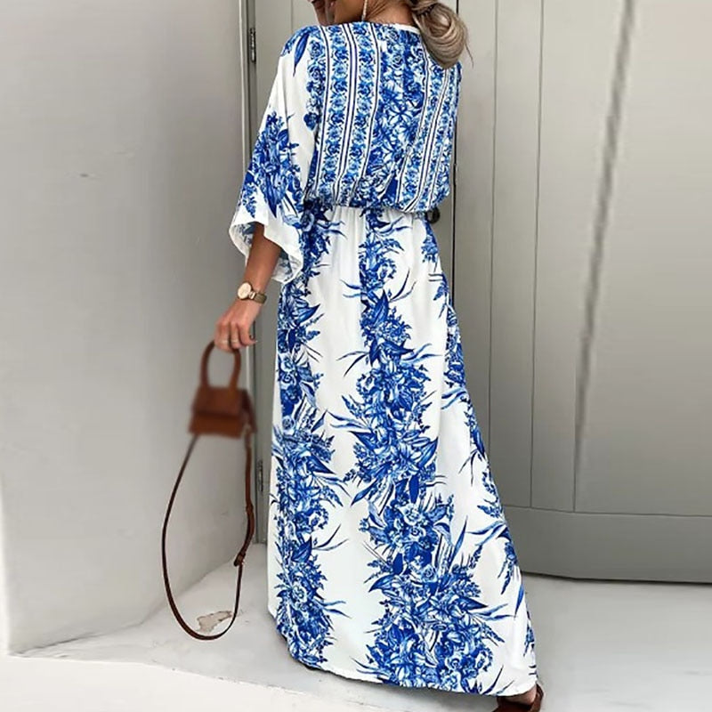 Fern - Porcelain Print Kaftan Dress