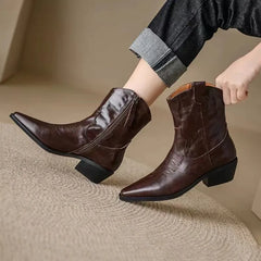 Delilah - Leather Boots with Turn Cuff