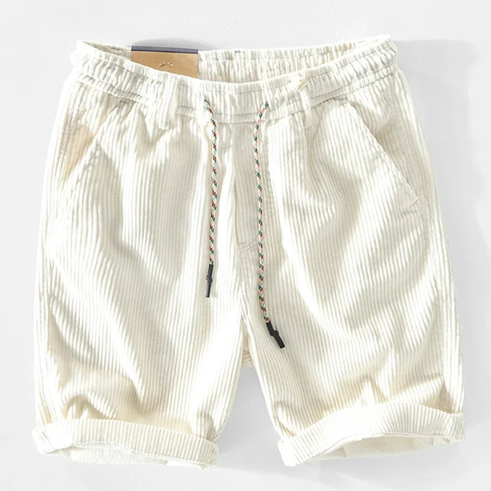 Nathaniel - Corduroy Summer Shorts — White