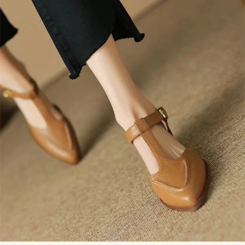Cornelia - Square Toe T-Bar Shoes