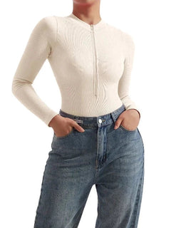 Aria - Ribbed Zip Bodysuit