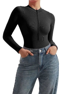 Aria - Ribbed Zip Bodysuit