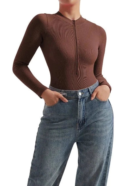 Aria - Ribbed Zip Bodysuit