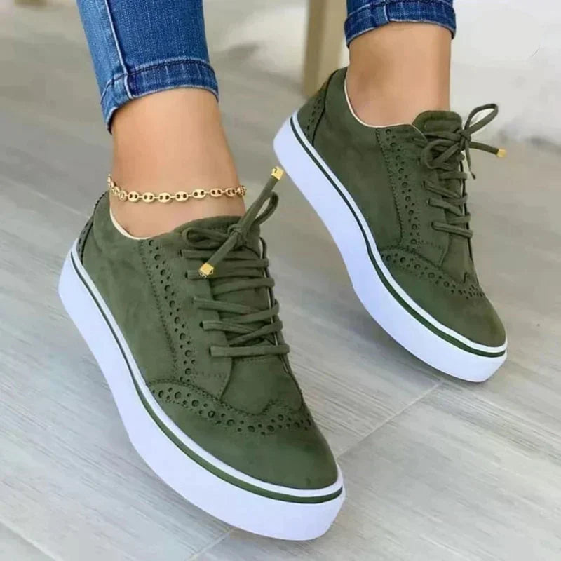 Catherine - Brogue Lace up Trainers — Green