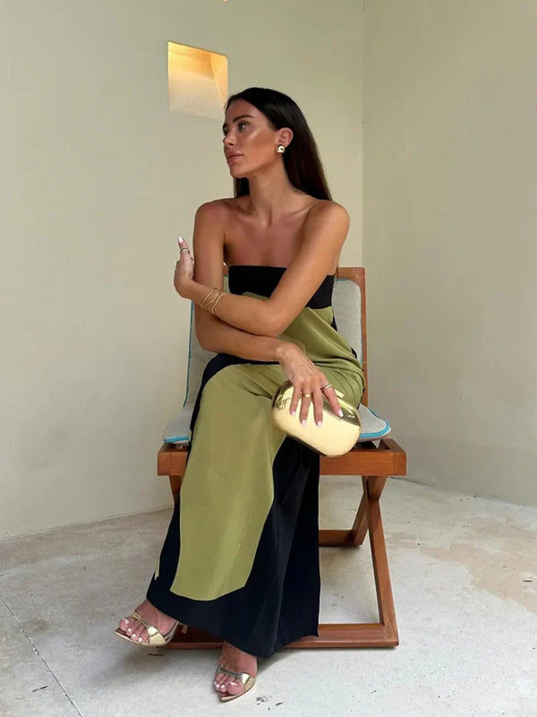 Sophie - Abstract Print Strapless Maxi