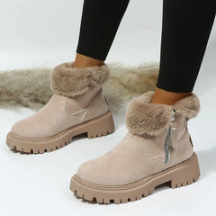 Justine - Suede Fur Trim Zip Boots