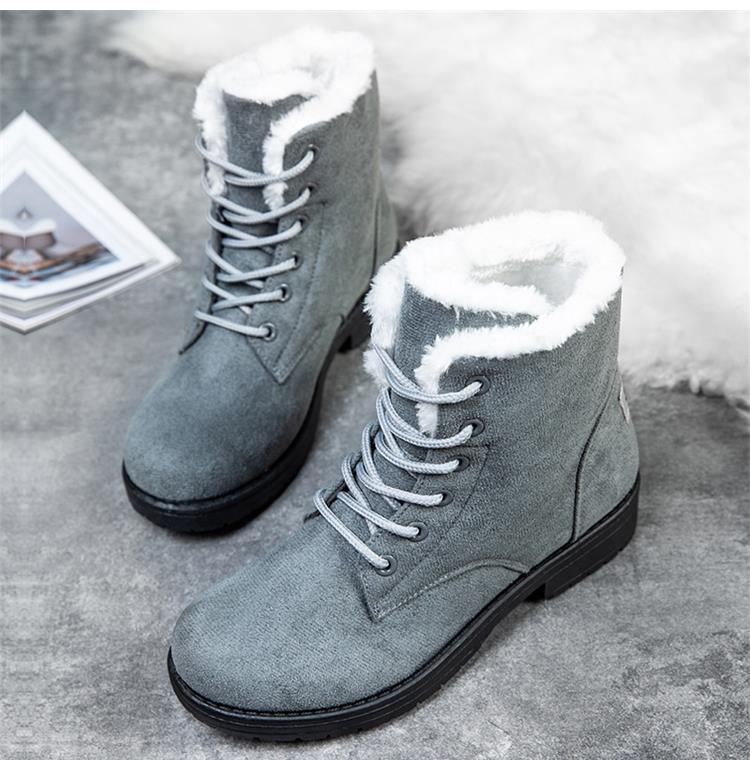 Hermione - Fur Trim Lace up Snow Boots — Grey