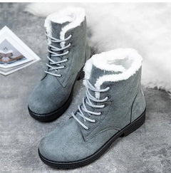 Camille - Fur Lined Lace up Boots — Grey