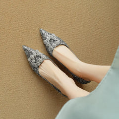 Theresa - Glitter Crystal Bow Pumps