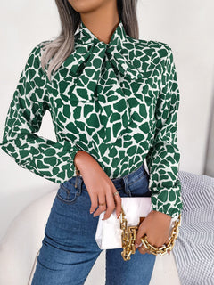 Millie - Print Blouse with Bow Tie