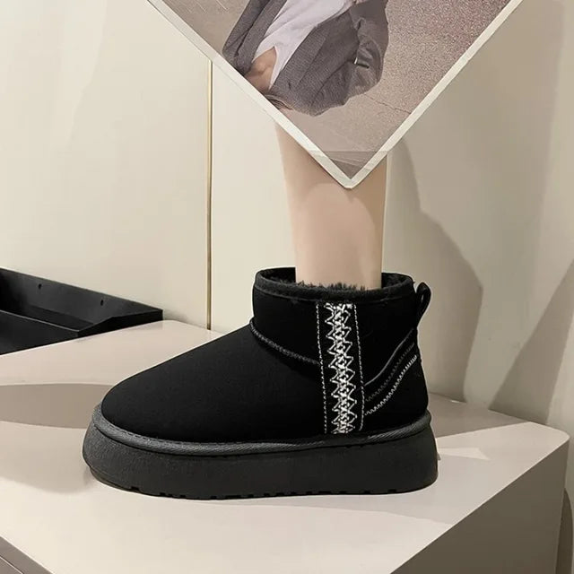 Isadora - Platform Sheepskin Boots — Black