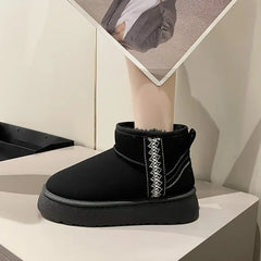 Isadora - Platform Sheepskin Boots — Black