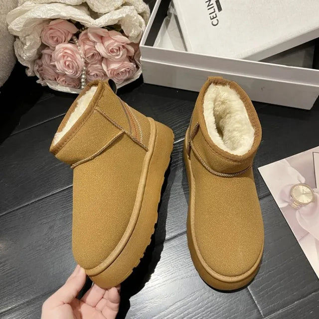 Isadora - Platform Sheepskin Boots — Auburn