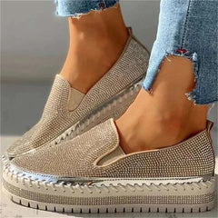 Frances - Rhinestone Slip on Shoes — Silver