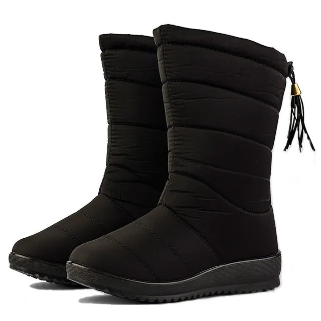 Madeline - Padded Snow Boots with Tassel — Black