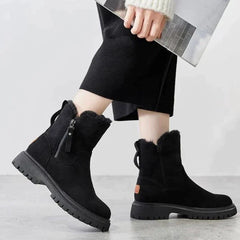 Samantha - Suede Boots with Fold Cuff