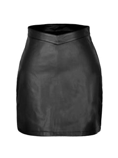 Wilhelmina - Faux Leather Mini Skirt — Black