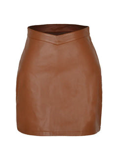 Wilhelmina - Faux Leather Mini Skirt — Kamel