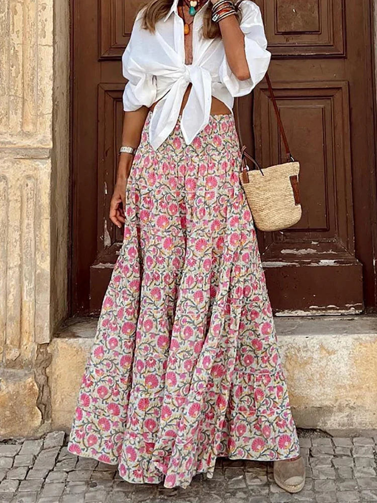 Evangeline - Floral Tiered Maxi Skirt
