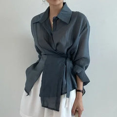 Aurora - Wrap Shirt with Tie