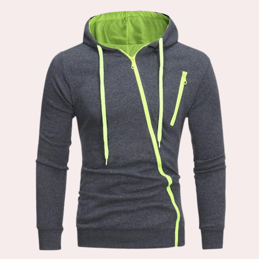 Chandler - Zip Hoodie with Contrast Cord — Dark grey