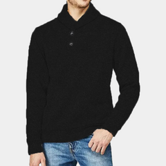 Zachary - Shawl Collar Button Jumper — Black
