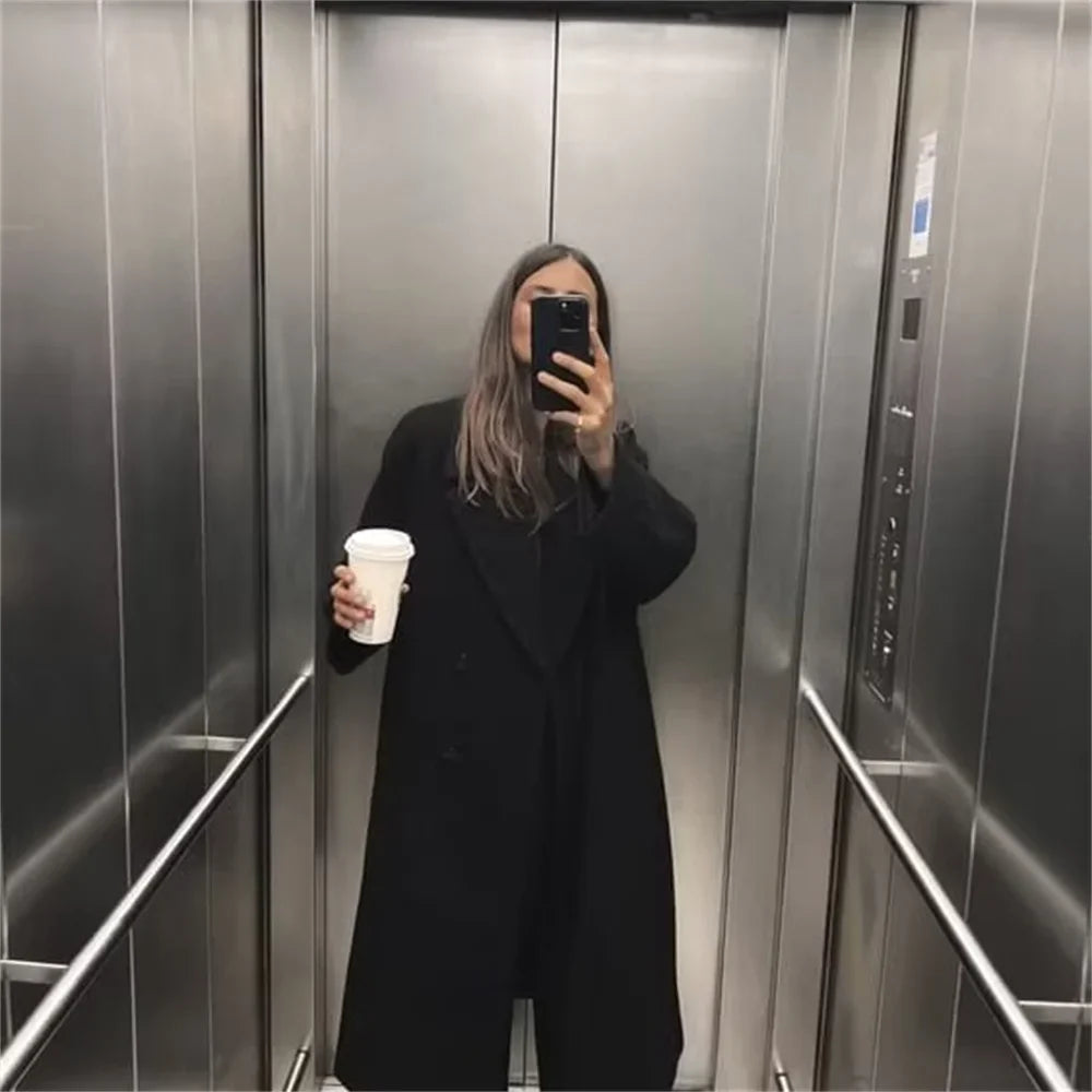 Aria - Long Double Breasted Wool Coat